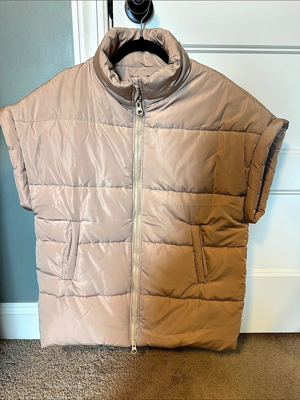 ELLEVEN Puffer Vest in Tan Like New